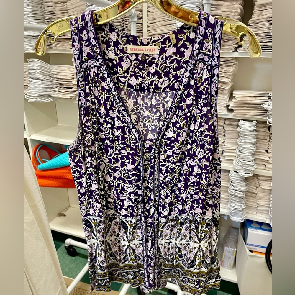 Rebecca Taylor Purple Floral Top sz. 8